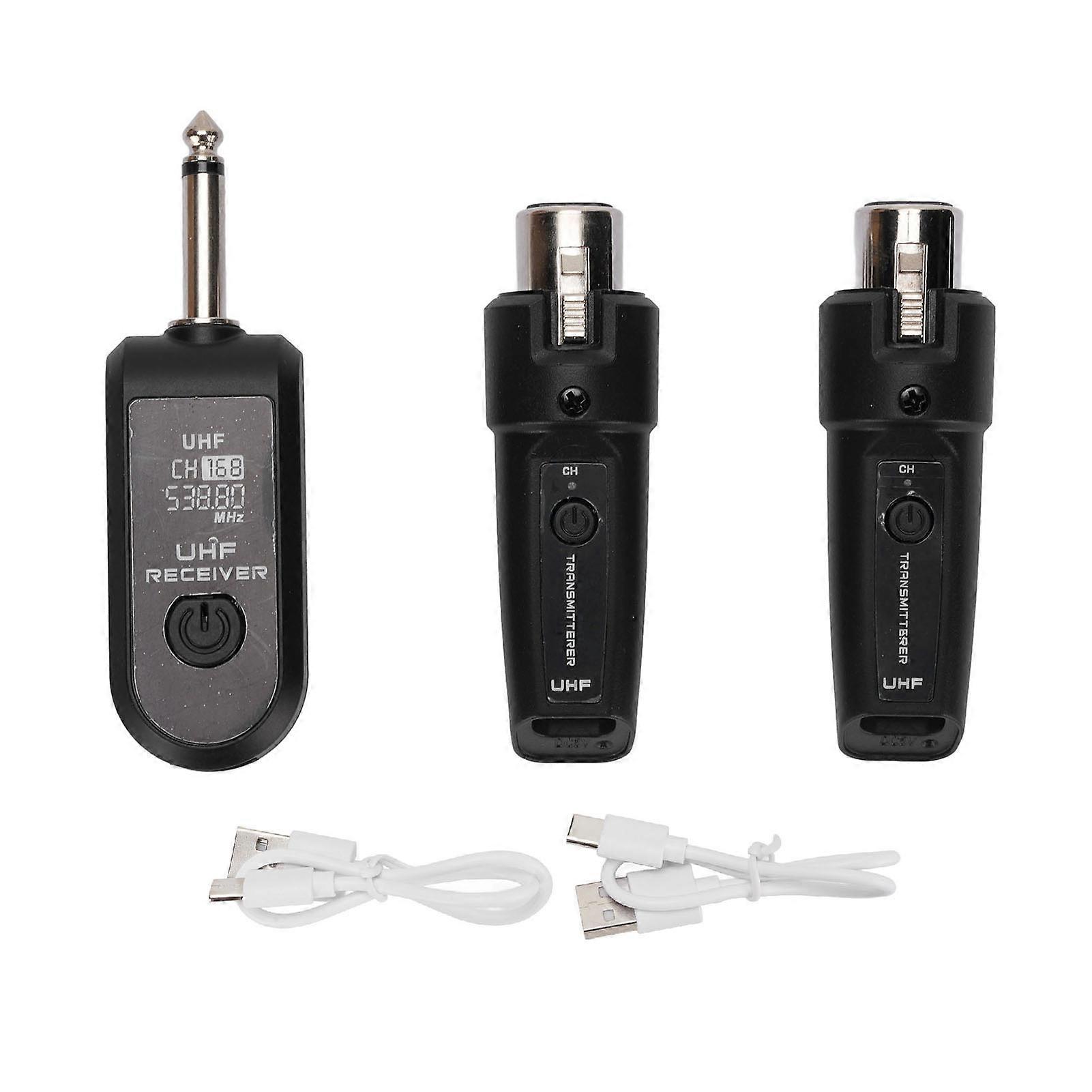 Rechargeable Wireless Mic System - UHF Transmitter & Receiver for Dynamic Mics
