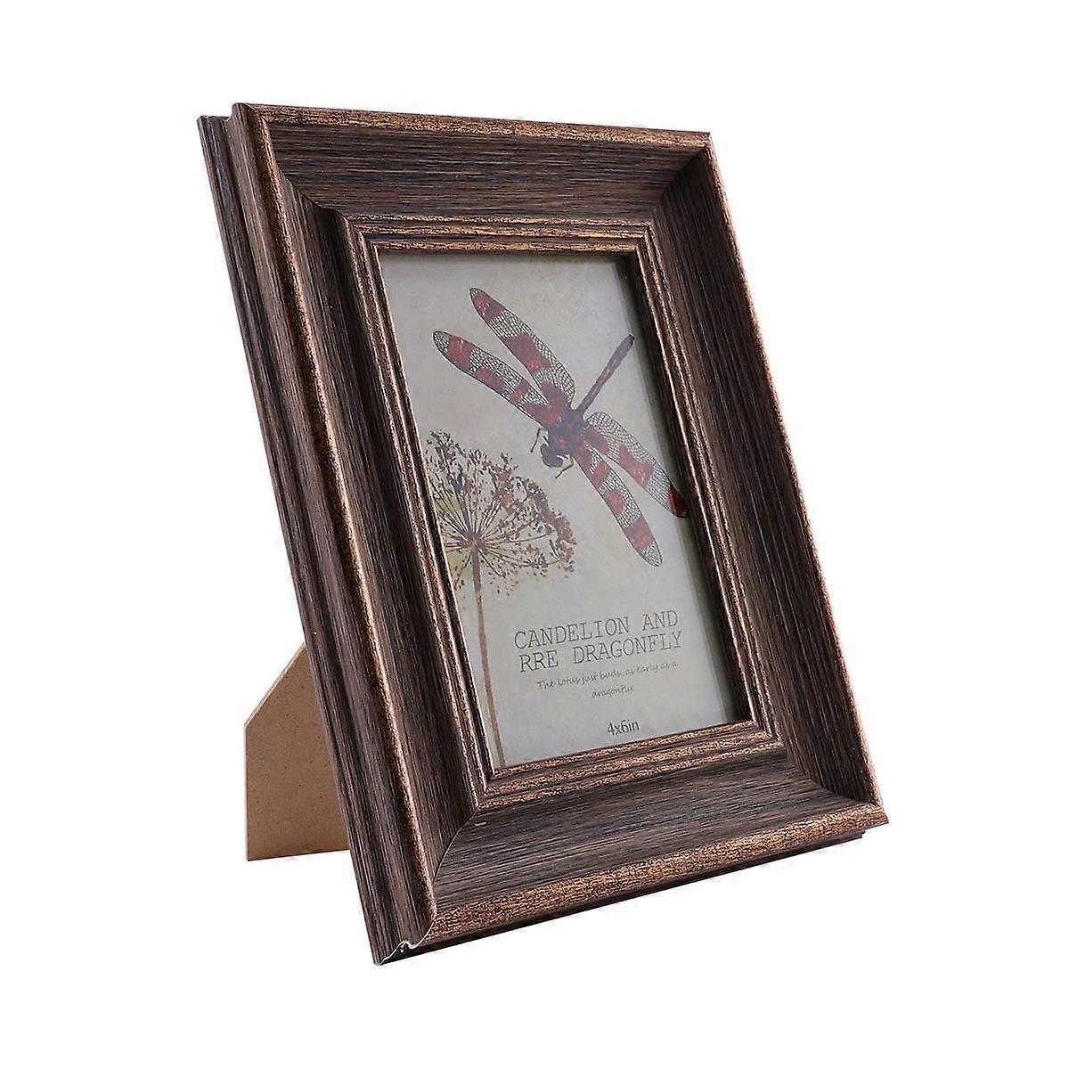 Vintage Style Rustic Dragonfly Wooden Photo Frame for Home Office Decor – Simple Chic Desktop Display to Showcase and Protect Memories
