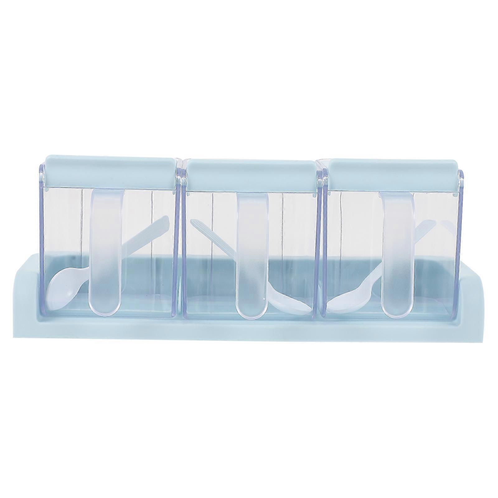 Seasoning Classification Box Seasoning Pot Square Blue 24.3X9.4X9CM For Hotel Use PP Material 1Set