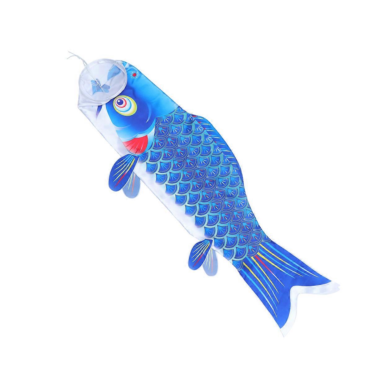 Japanese Style Carp Shape Flag Decorative Blue Koi Banner for Home Party Outdoor Events and Unique Photo Background
