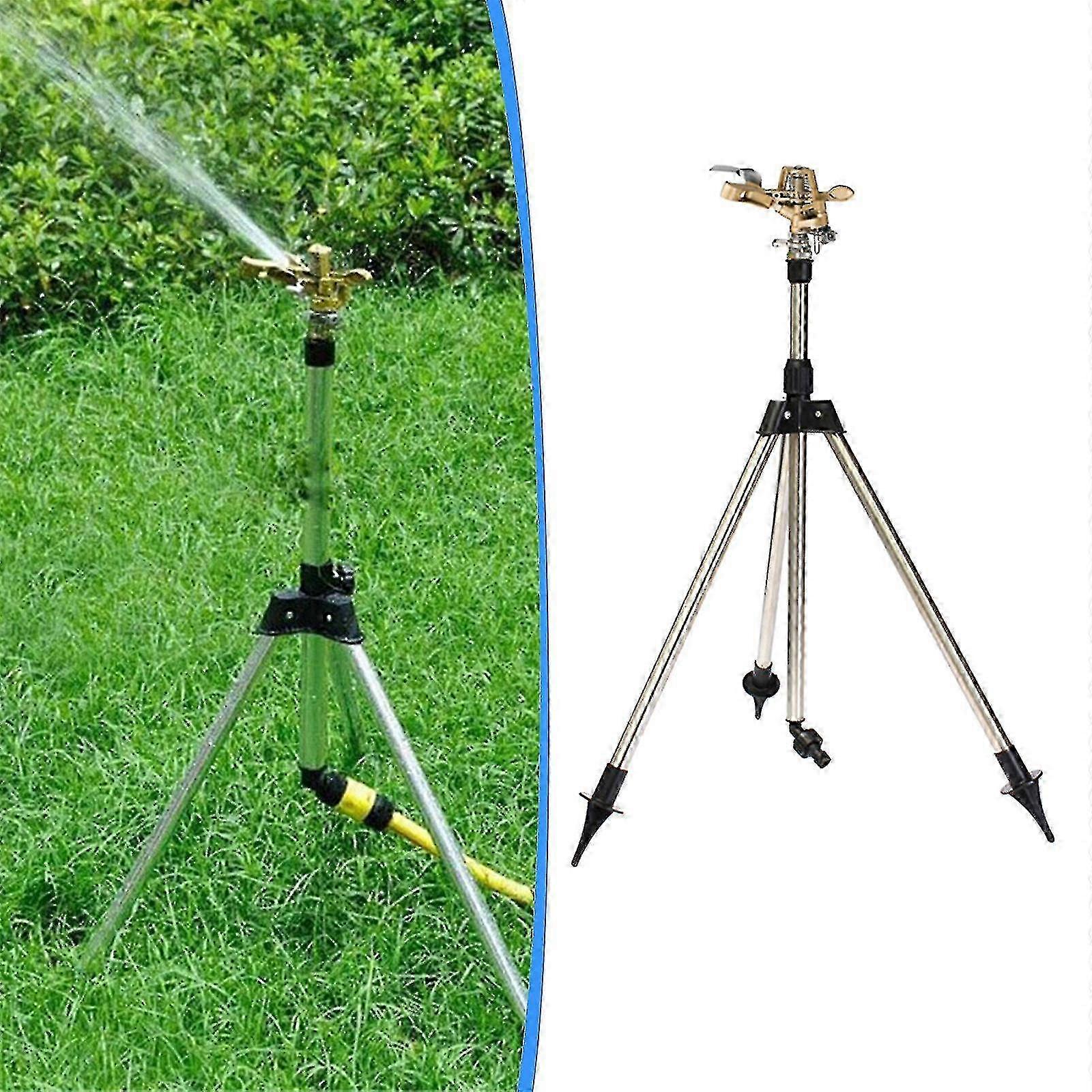 Heavy Duty Impact Sprinkler on Tripod Base, Metal Pulsating Sprinkler for Large Gardens and Yards, Adjustable Coverage and Height