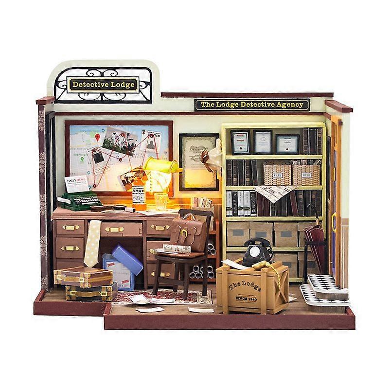 1-piece DIY hut 3D puzzle mini magic detective agency scene creative handmade suspense reasoning model, creative three-dimensional ornaments, fun puzz