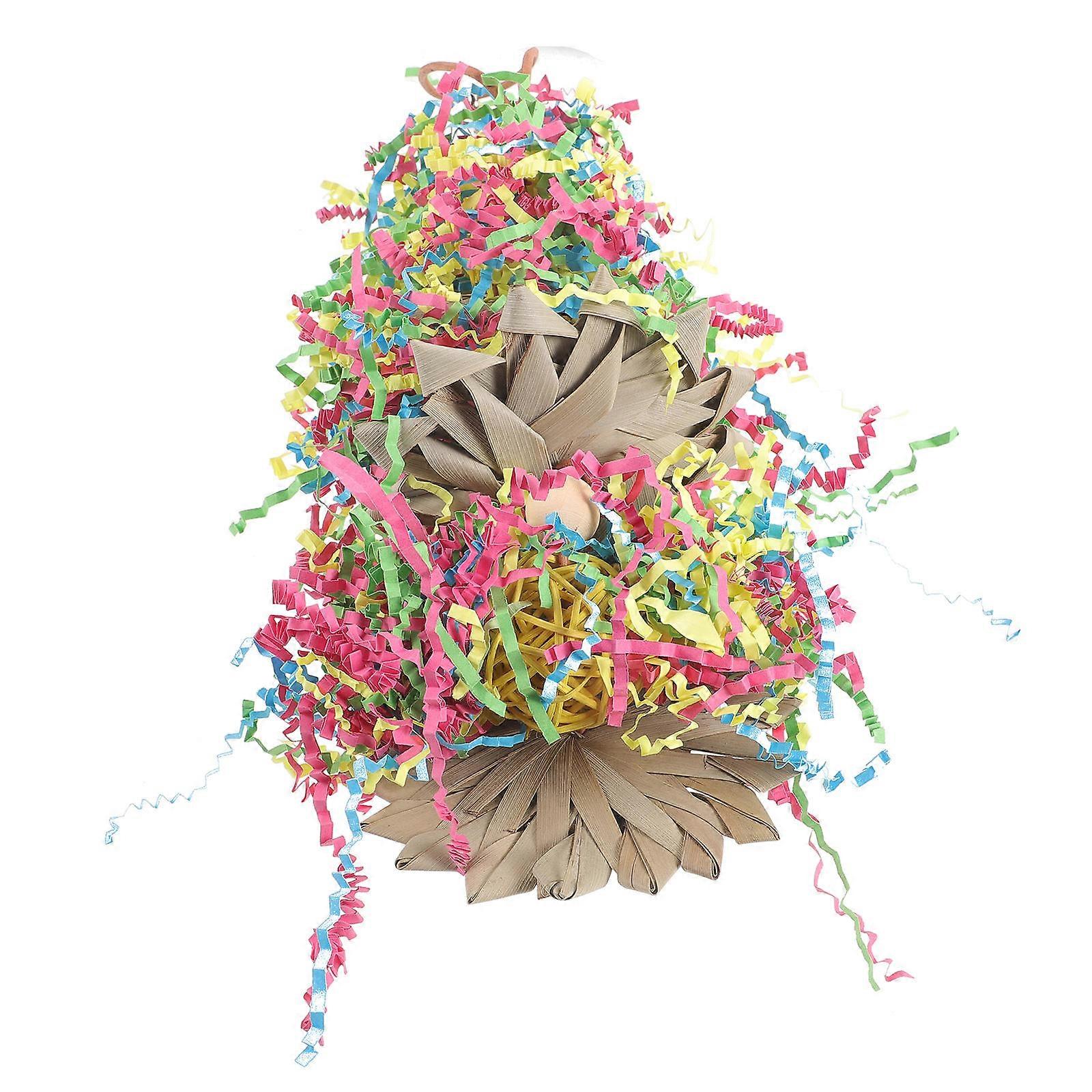 Parrot Bird Decorative Toys Birdcage Hanging Toy Chewing Plaything Assorted Color 35x15cm Entertainment 1Pcs