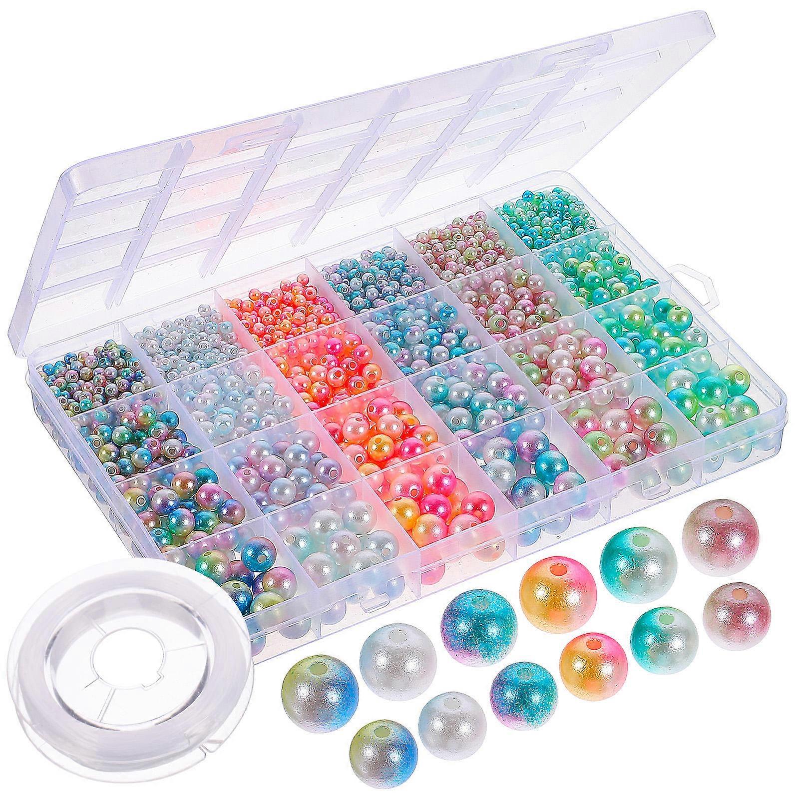 Craft Beads With Holes Simulation Pearl Acrylic Material Round Beads For Jewelry Making Diy Enthusiasts Artists 1890Pcs