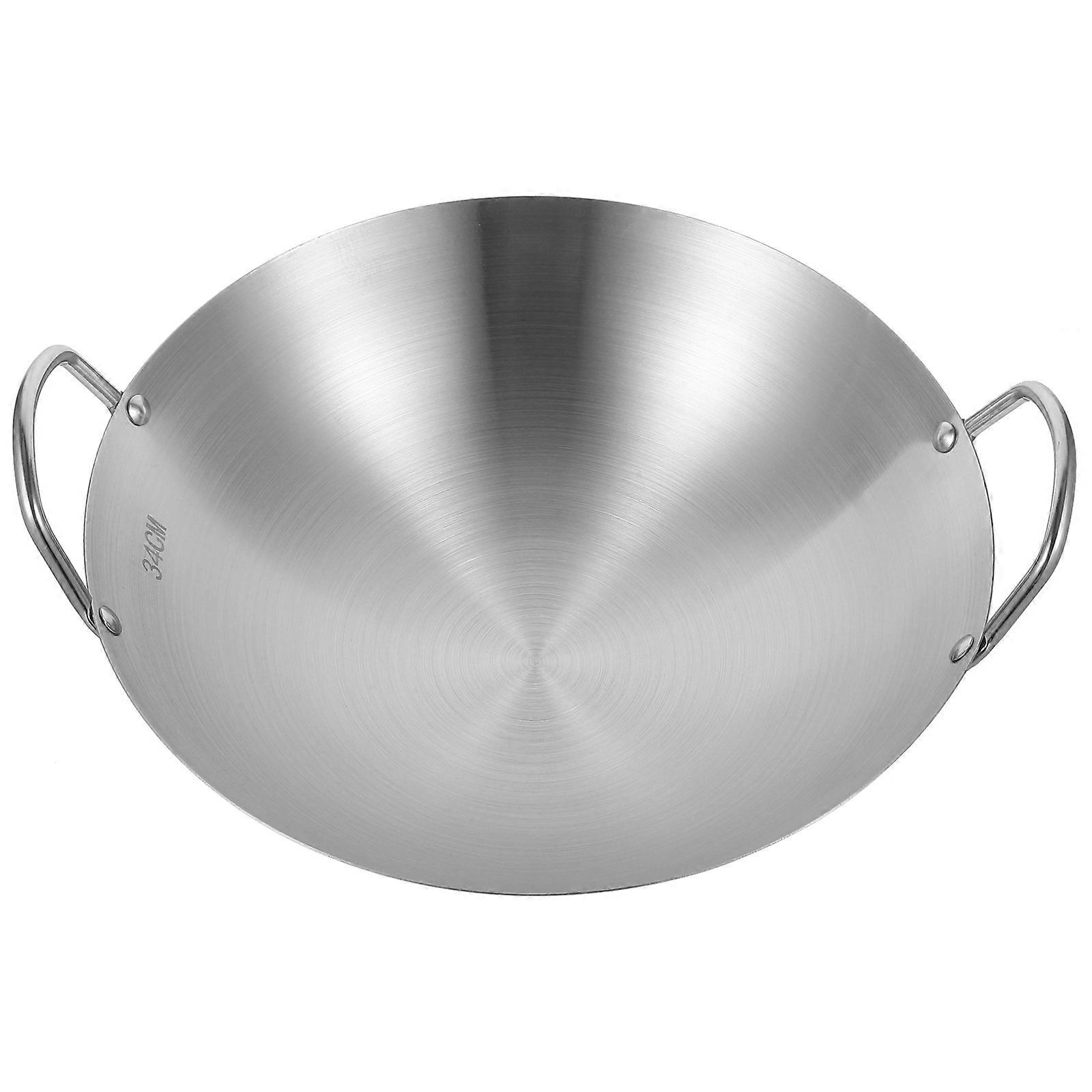 مقلاة من الفولاذ المقاوم للصدأ مع مقابض لموقد الغاز ، قلي سريع متعدد الاستخدامات وتبخير ، سهل التنظيف