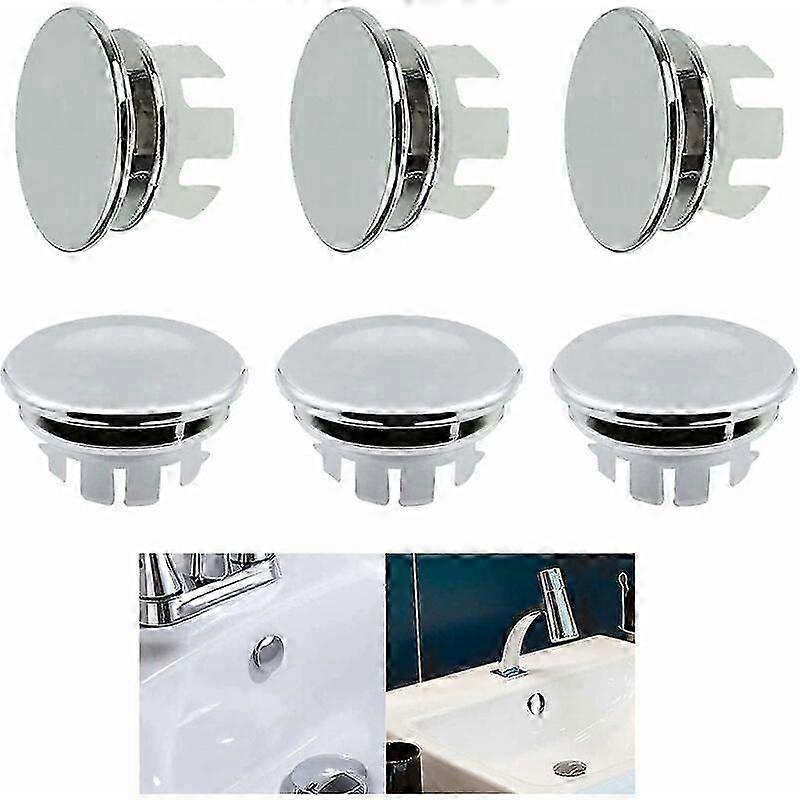 Sink Overflow Cover Replacement Parts - 6PCS Overflow Ring Stoppers for Bathroom and Kitchen Sinks