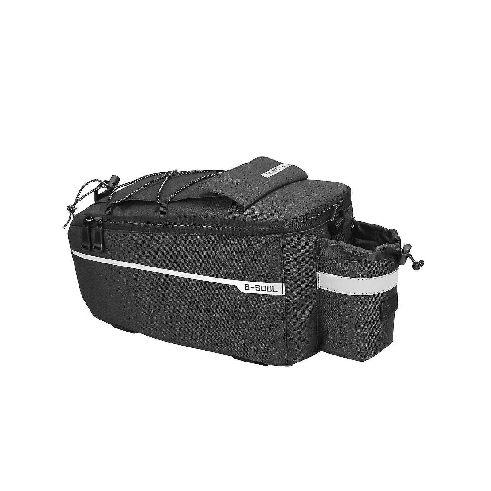 Pannier Rack Bag Pannier Rack Bag, Multifunctional Pannier Rack Bag, Insulated with Adjustable Mounting, Reflective Straps for Bikes (Black)