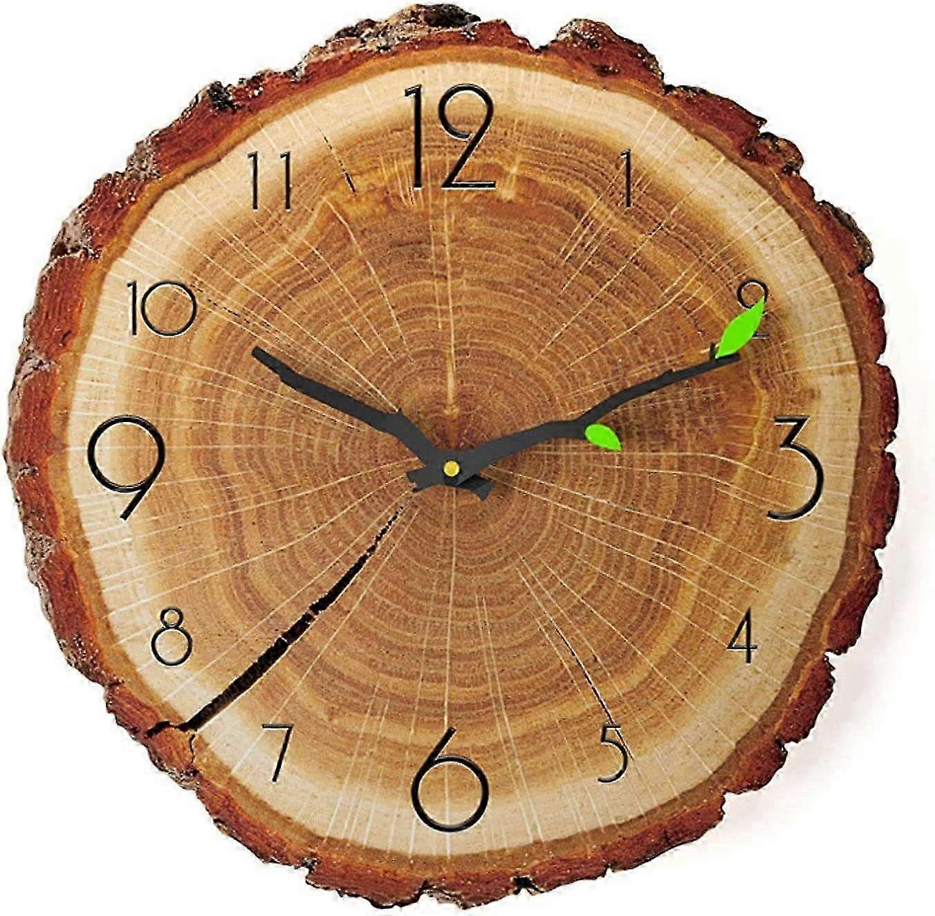 Annual Ring Wall Clock, Wooden Non-tick Wall Clock Battery Powered Creative Irregular Decorative