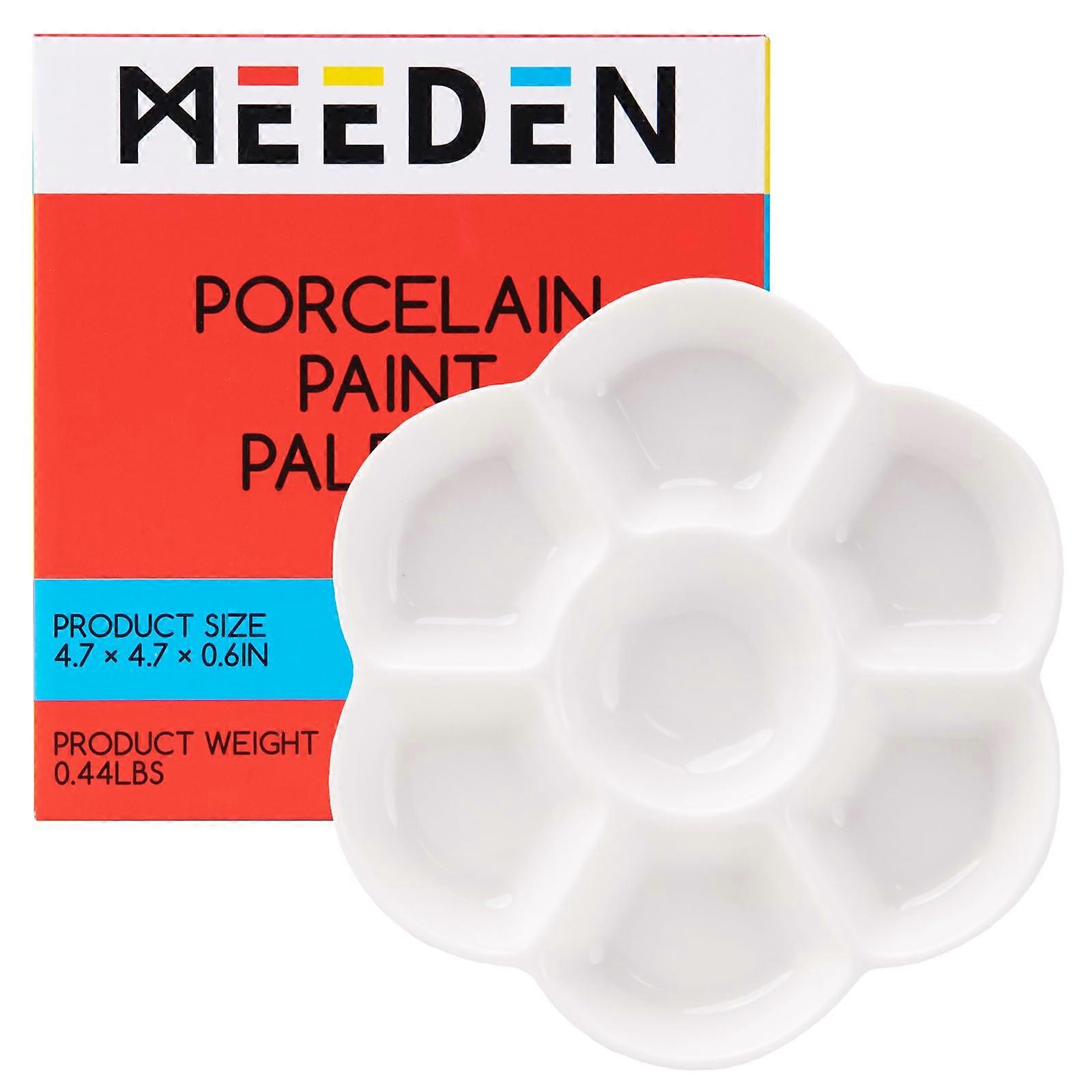 Mixing Palette Tray 7-Well Porcelain Studio Palette 12 cm Round White For Watercolor And Gouache