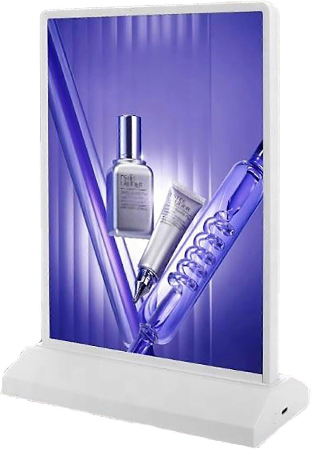 A4 LED Light Box Display Stand, Rechargeable Double-Sided Advertising Poster Frame for Office Desk Use