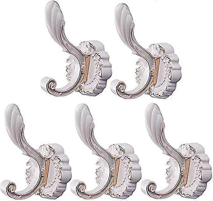 5-pack wall hooks, vintage coat hooks, wardrobe hooks, hat hooks, white