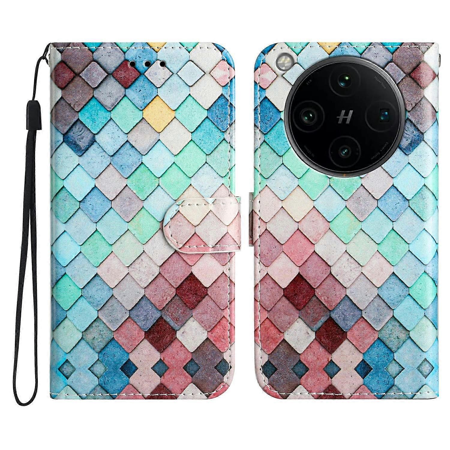 Wallet Case for Oppo Find X8 Pro 5G Printed Pattern PU Leather Stand Phone Cover with Strap