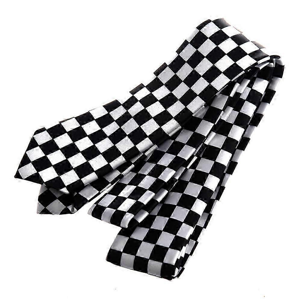 Cravatta a scacchi bianco nera nera