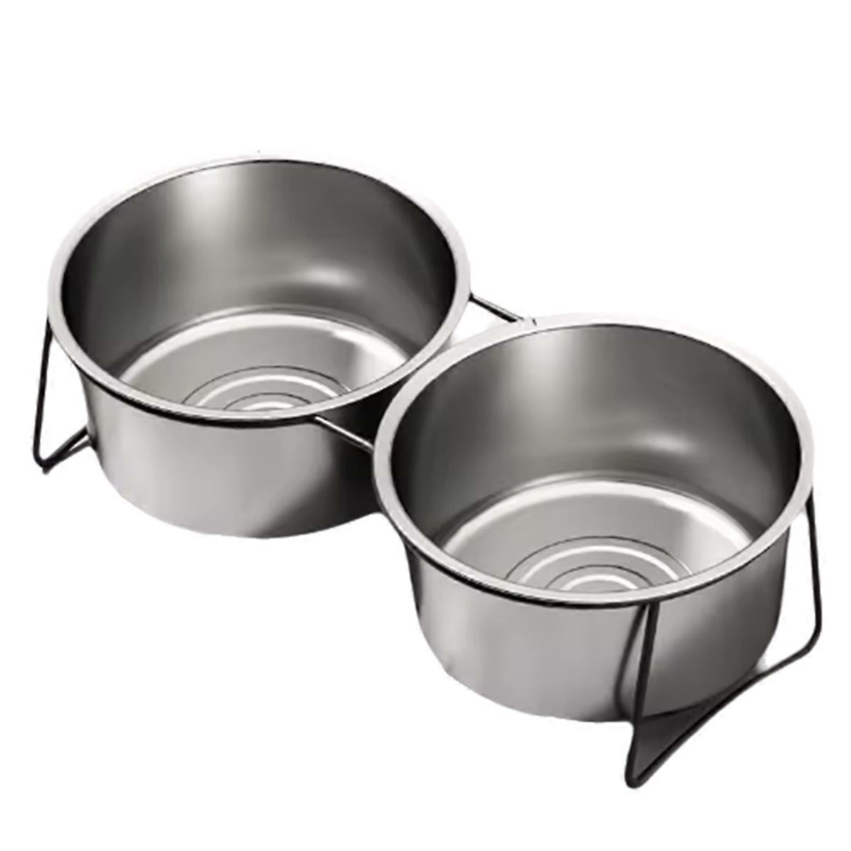 Large Stainless Steel Dog Bowl with Thickened Stand A