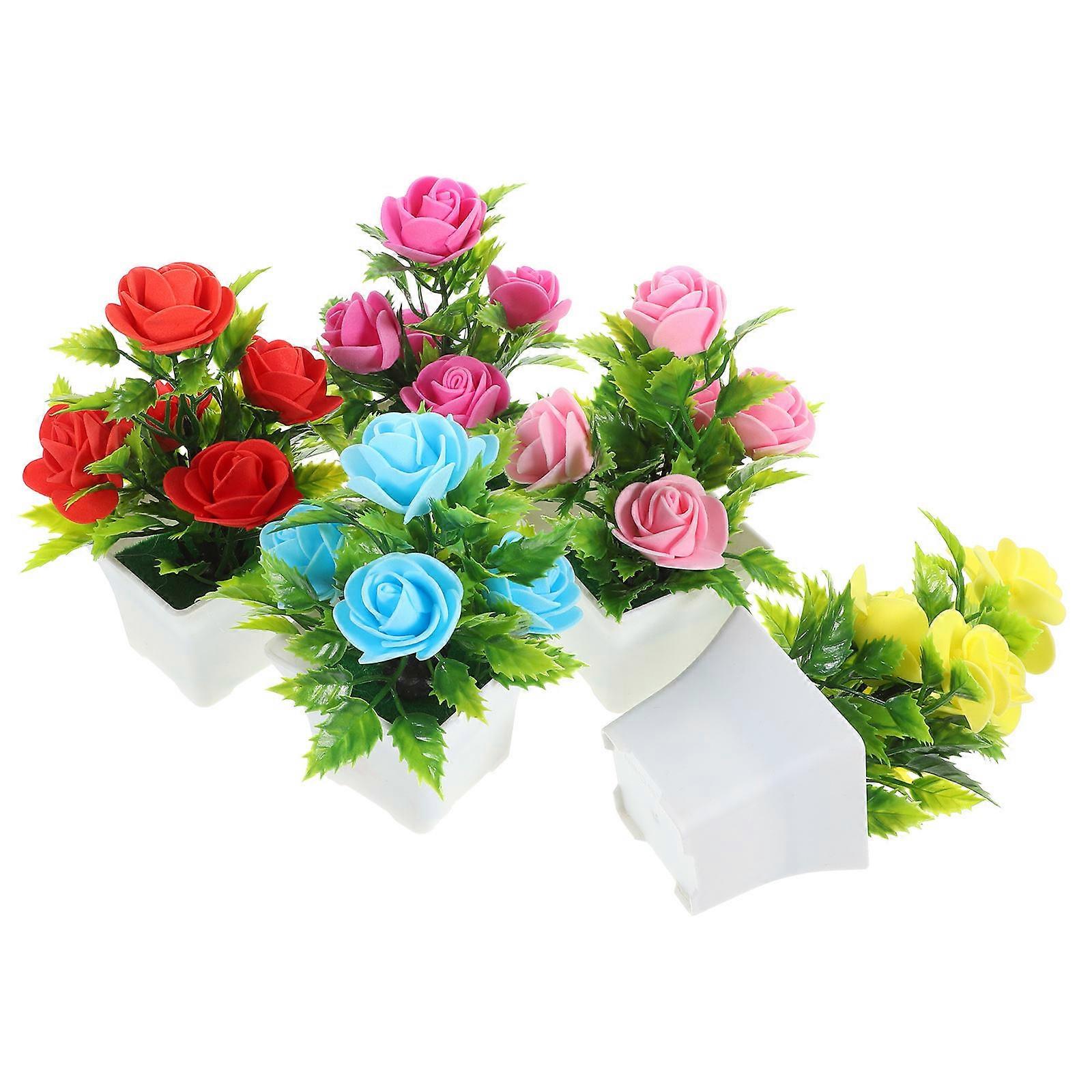 Artificial Flower Plants Indoor Decor Plastic Material with Deformation Resistant 5Pcs
