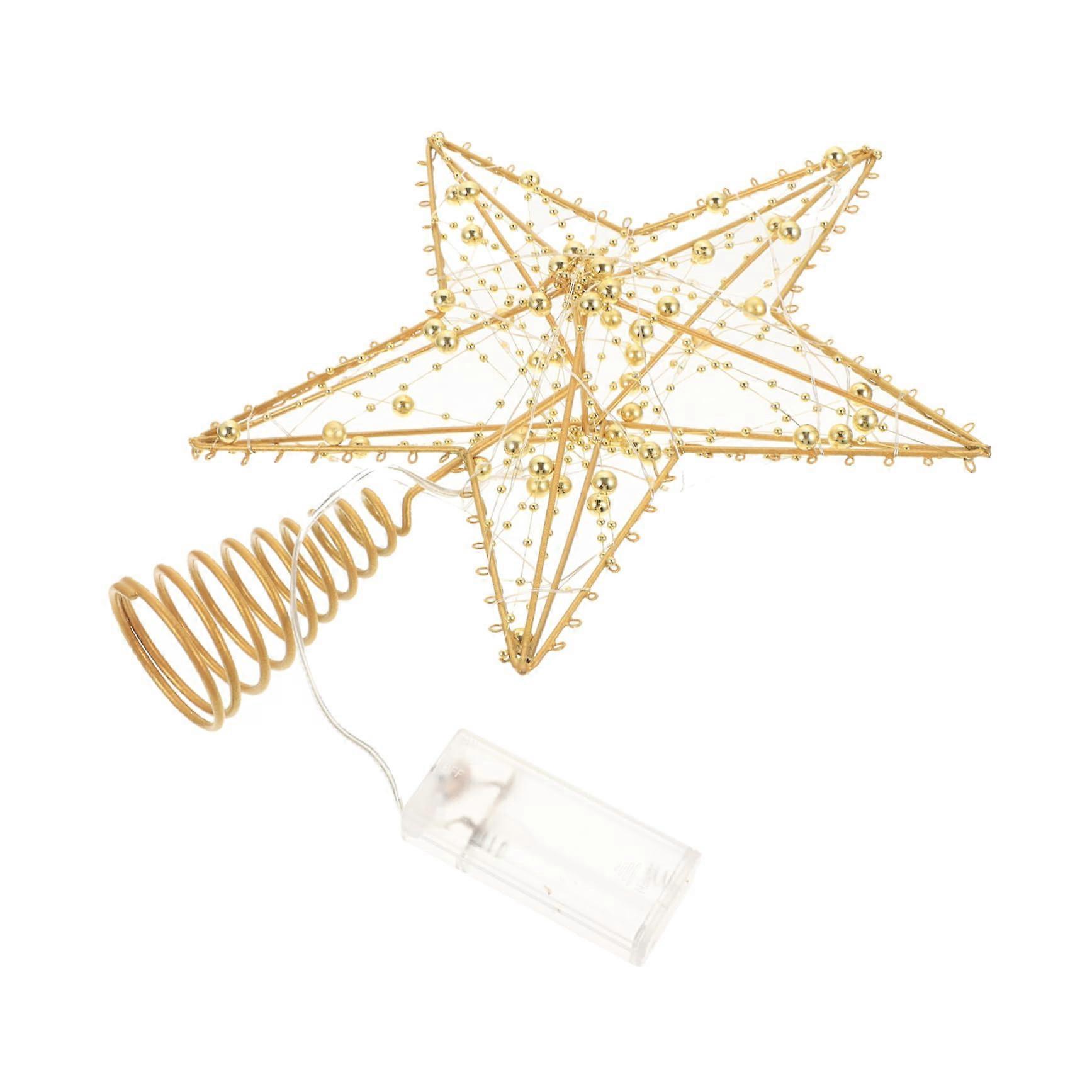 Pentagram Tree Topper, Illuminated Star Design, 3D Wire Frame, Holiday Decoration for Christmas Tree