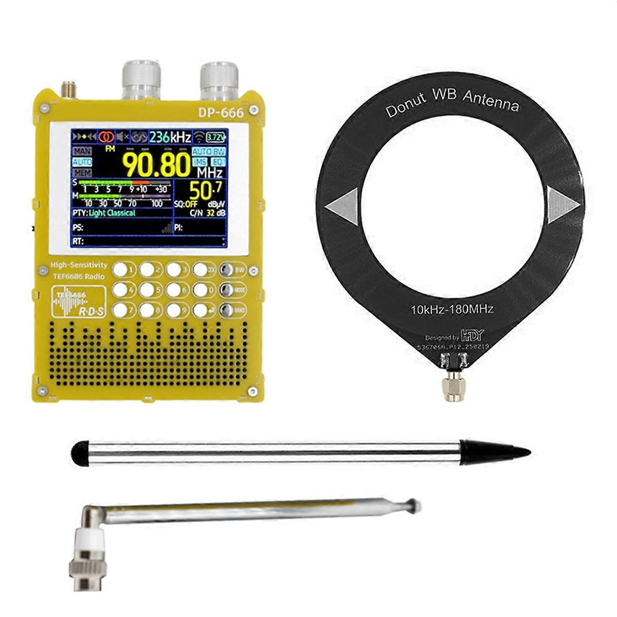 Portable DP-666 TEF6686 Radio 2.8-Inch IPS Touch Screen High Sensitivity Radio Full Band FM LW MW S