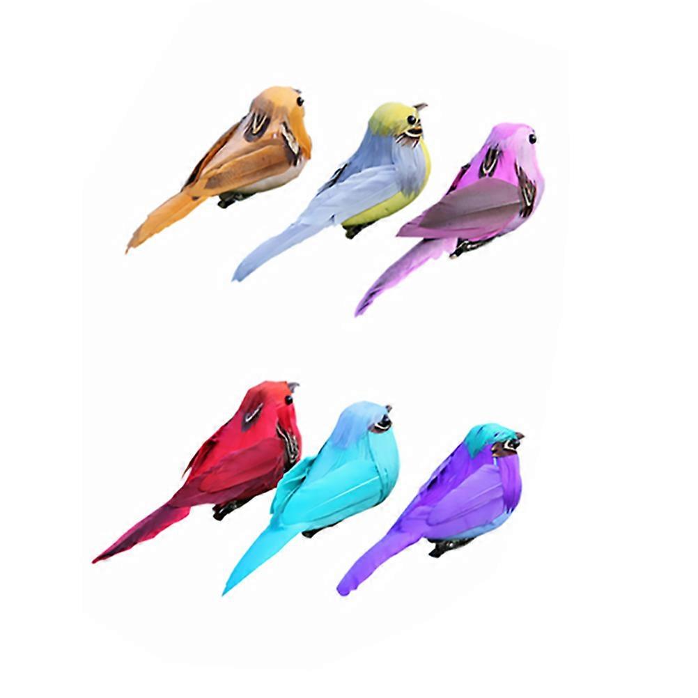 6pcs Lifelike Bird Ornaments Decorative Desktop Models Simulated Foam Garden Decor Home Educational Detailed Design