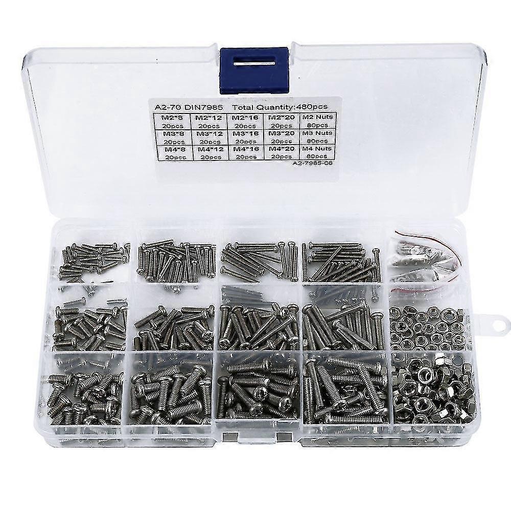 480Pcs/Set M2 M2.5 Steel Recessed Head Screws Assortment Kit