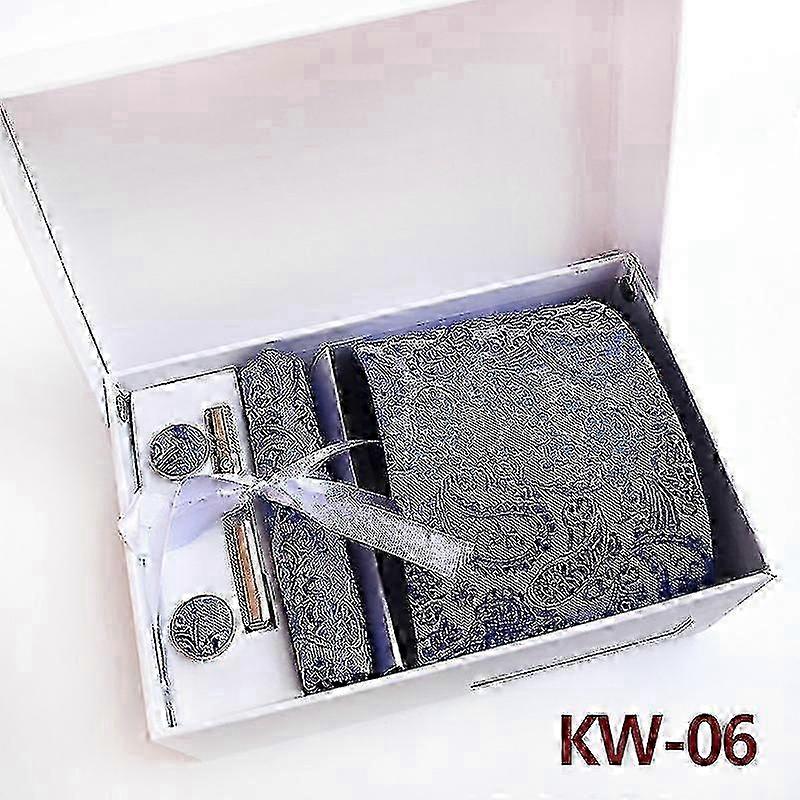 Men's Silk Tie and Pocket Square Woven Formal Tie Cufflink Set Solid Neckties