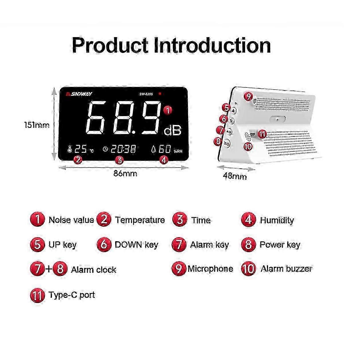 Multi-Function Desktop Noise Level Meter Decibel Tester Environmental Sound Volume Meter