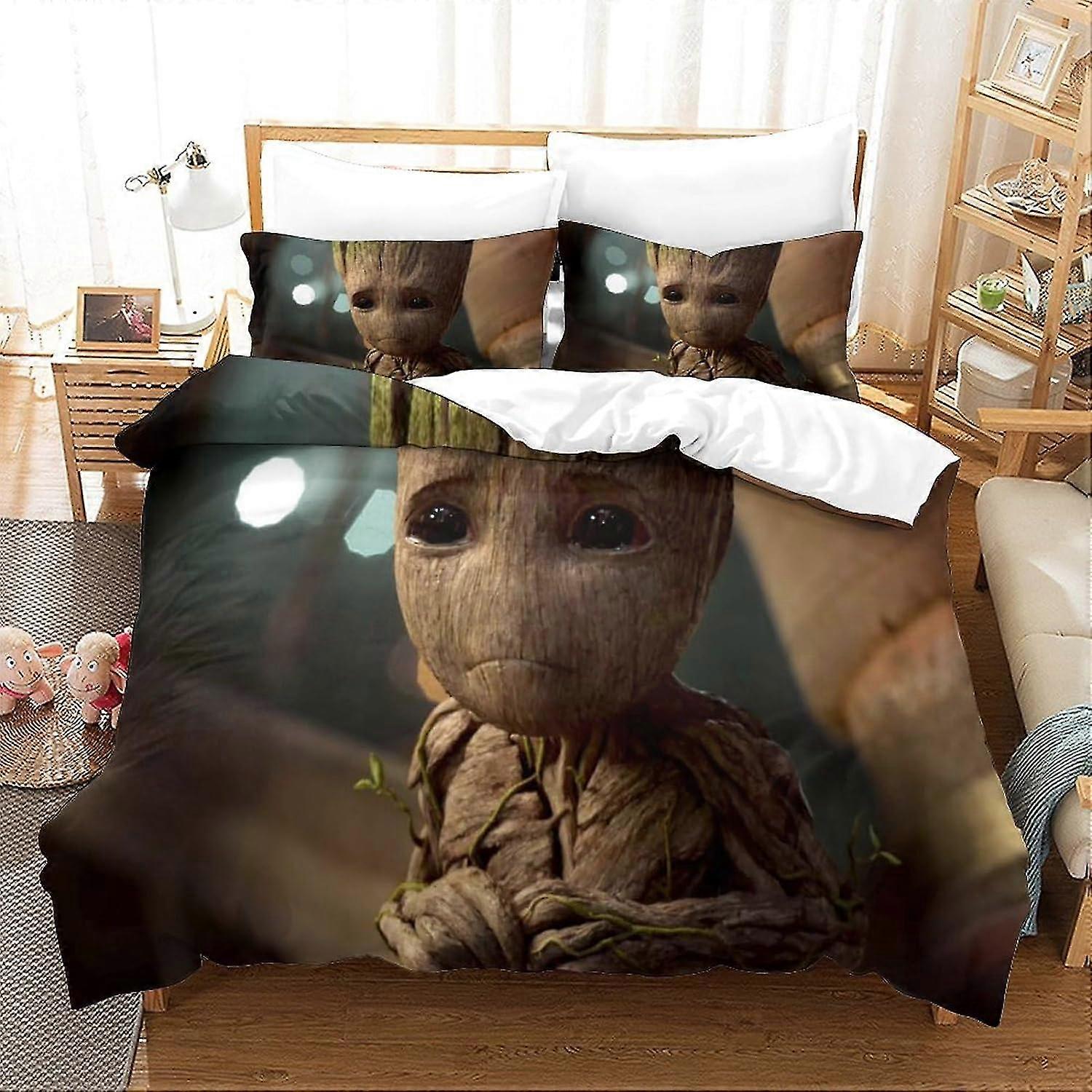 Conjunto de capa de edredom macia para super-heróis, conjunto de capa de edredão, fronha, zíper oculto, microfibra, conjunto de 3 peças, adultos e crianças