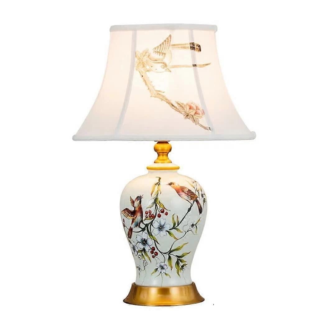Table or Bedside Lamps, Table Lamp with Fabric Shade, Ceramic Table Lamp, D30 x H54, E27 Lamp, Bulb Not Included (White)
