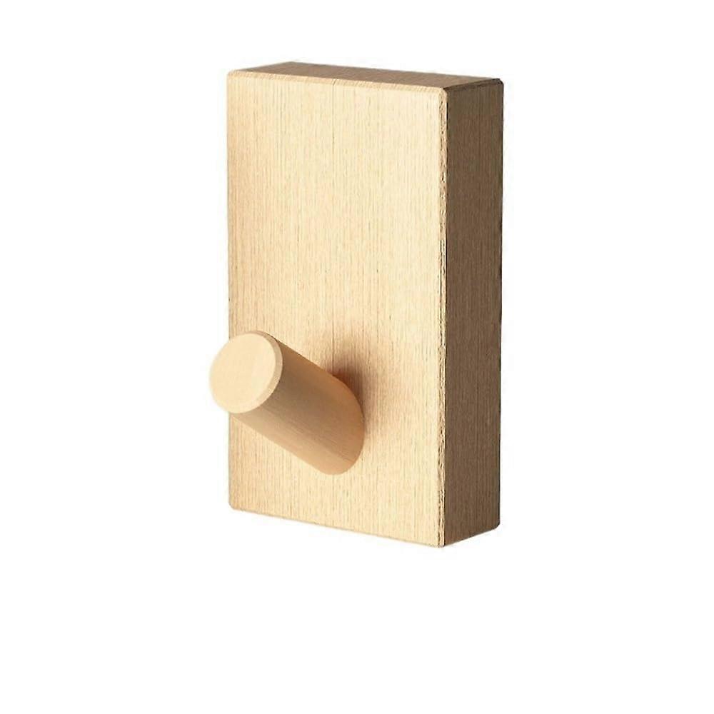 Walnut Wood Wall Mounted Coat Rack Hooks Hangers Punch Wall Hooks Storage Rack for Keys and Decoration (Beige)