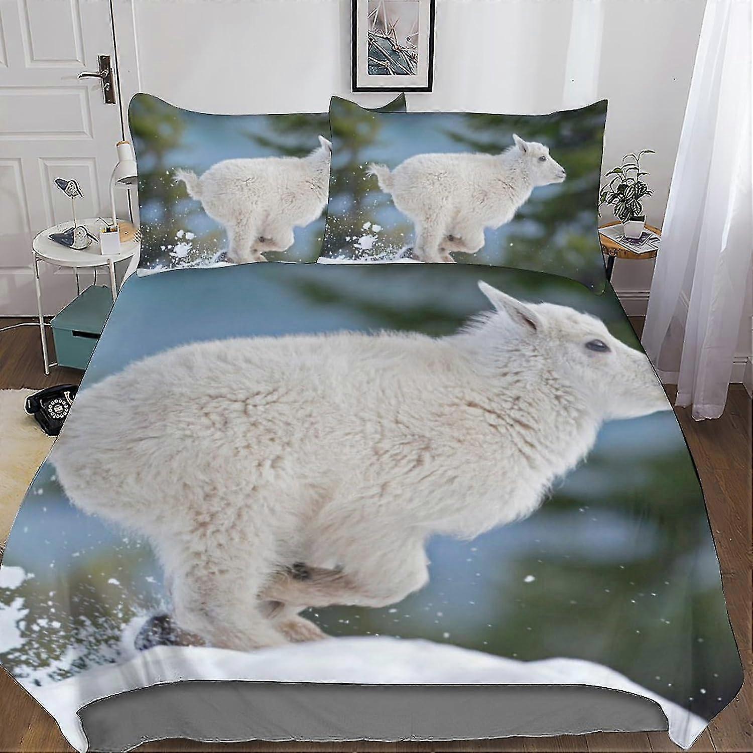 Conjunto de Edredom de Animais Fofos, Capa de 3 Peças Fácil de Cuidar, Capa de Colcha de Microfibra Macia com Fecho de Zíper