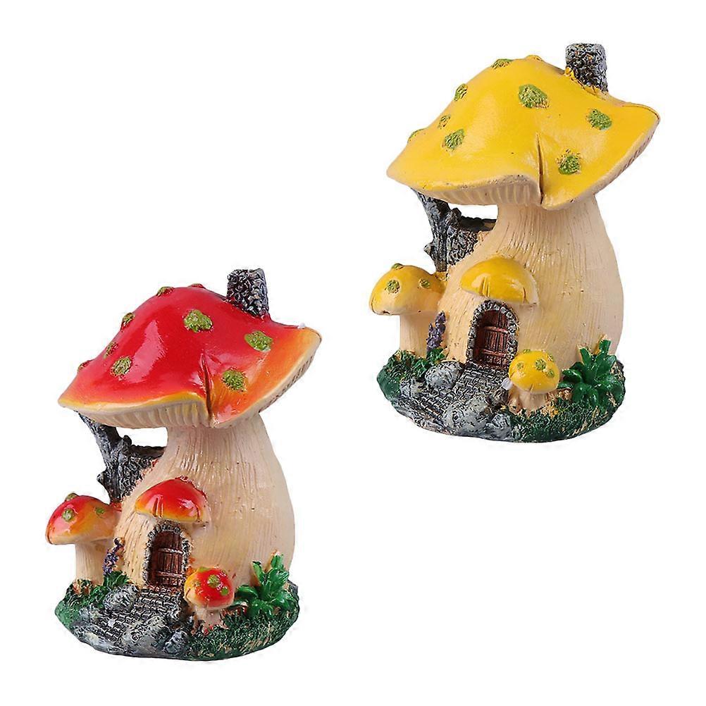 Landscape Mushroom Sculpture Resin Mushroom Decor Miniature Garden 4.9×3.9×3.5in 2Pcs