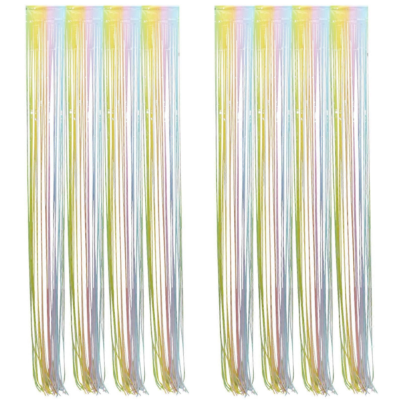 Macaron Gradient Fringe Curtain Backdrop Lightweight Tinsel Decor for Birthday Party Festival Wedding Photo Background
