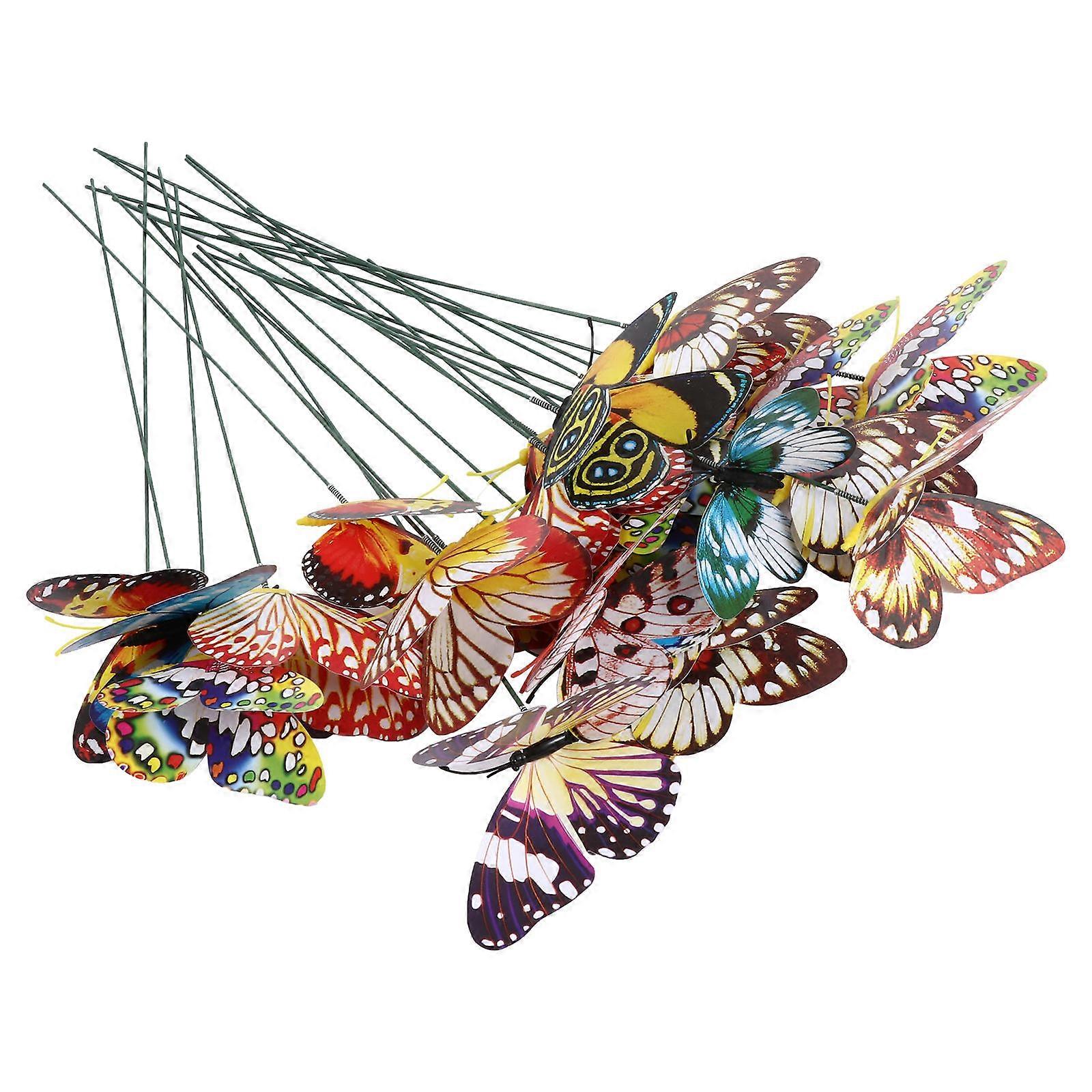 Spring Diy Decor Glowing Plastic Butterflies Show Window Assorted Color Butterfly Shape Simulated Animal Model 24Pcs