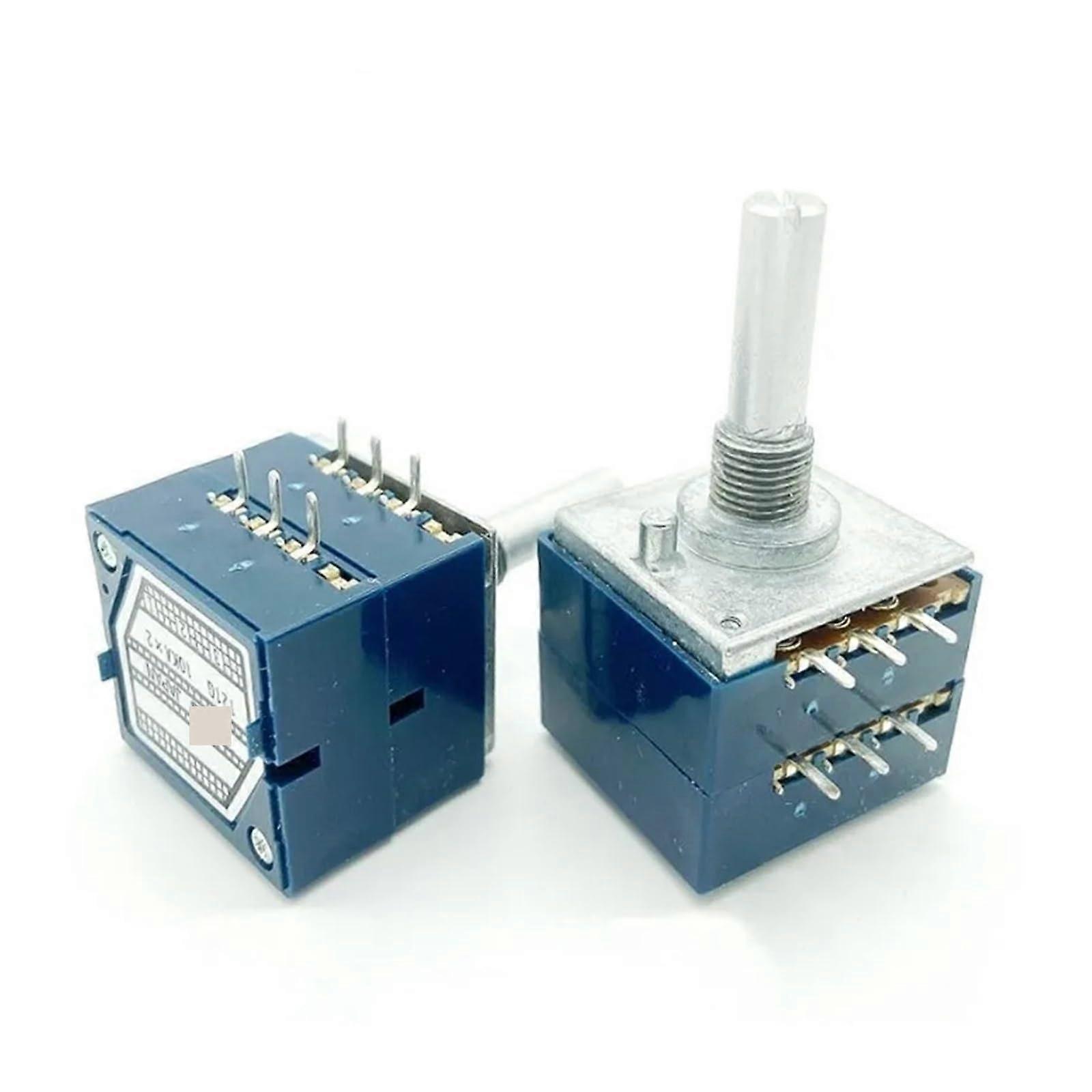 RK27 Potentiometer 1Pcs Dual 10K 20K 50K 100K 250K 500K Slotted Rotary Switch 6 Pin Size with Adjustable Resistance