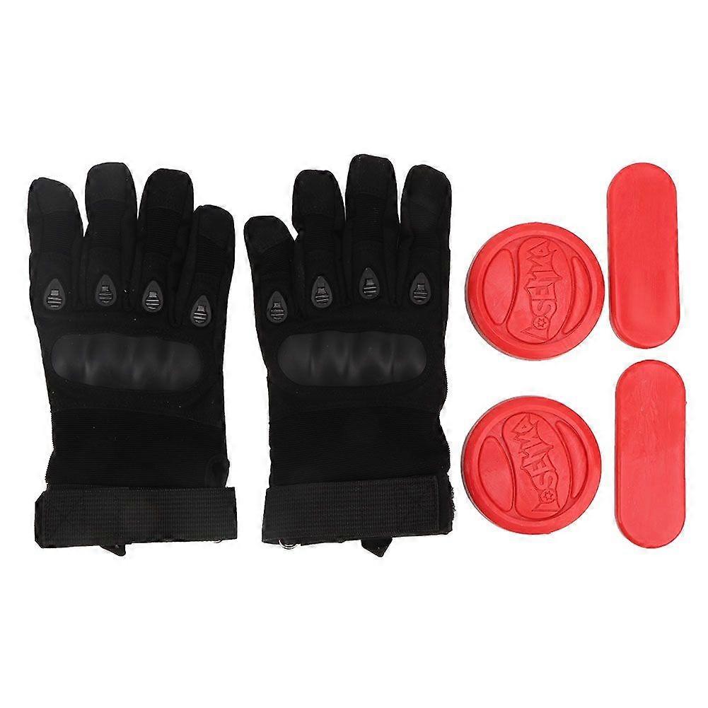 Ein Paar atmungsaktive Skateboard Longboard Double Slide Block Speed Bremshandschuhe (rot)YMQX)