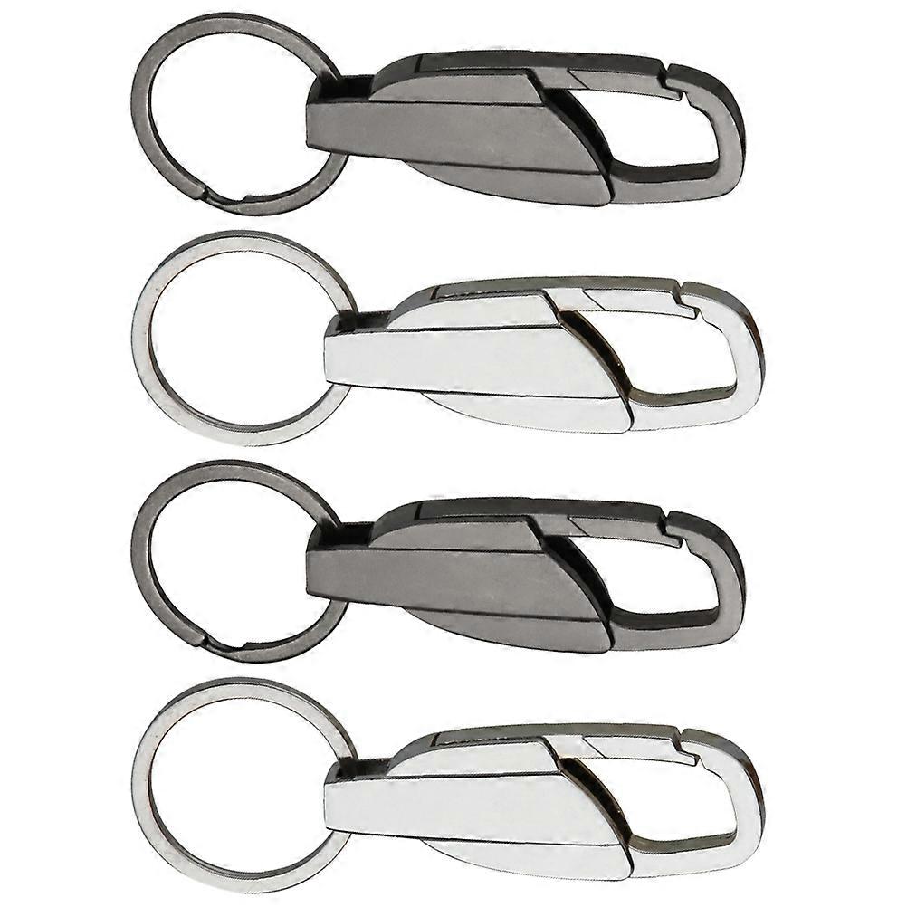 Key Rings Metal Buckle Mens Keyrings Car Key Chains Rectangular Simple 4Set