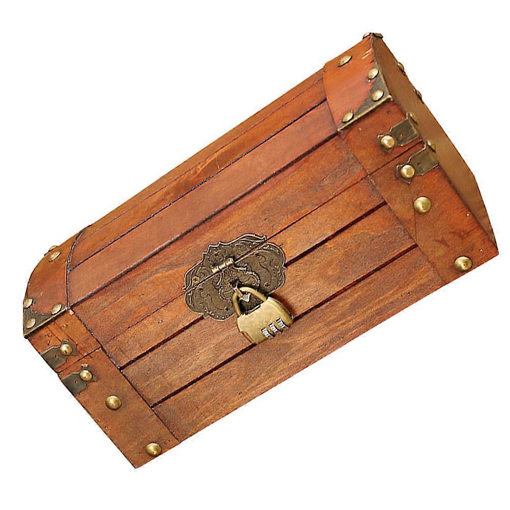 Vintage Wooden Jewelry Storage Box for Small Objects Brown Synthetic Material