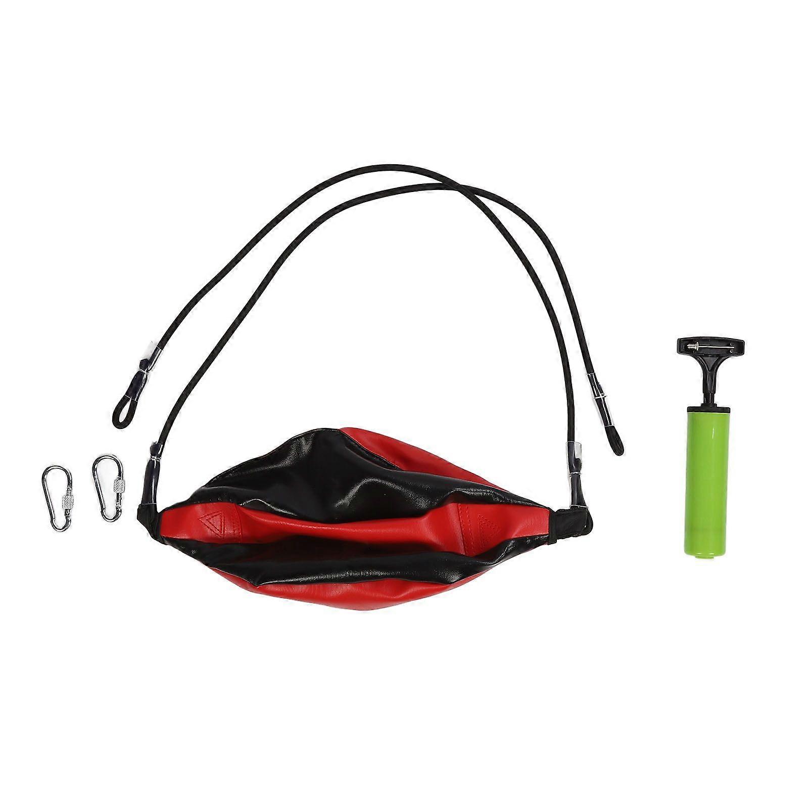 כדור אגרוף כפול עם מתכוונן כבל מתנפח עור PU משפר זריזות תיק אגרוף מהירות כפול שחור אדום YMMR)