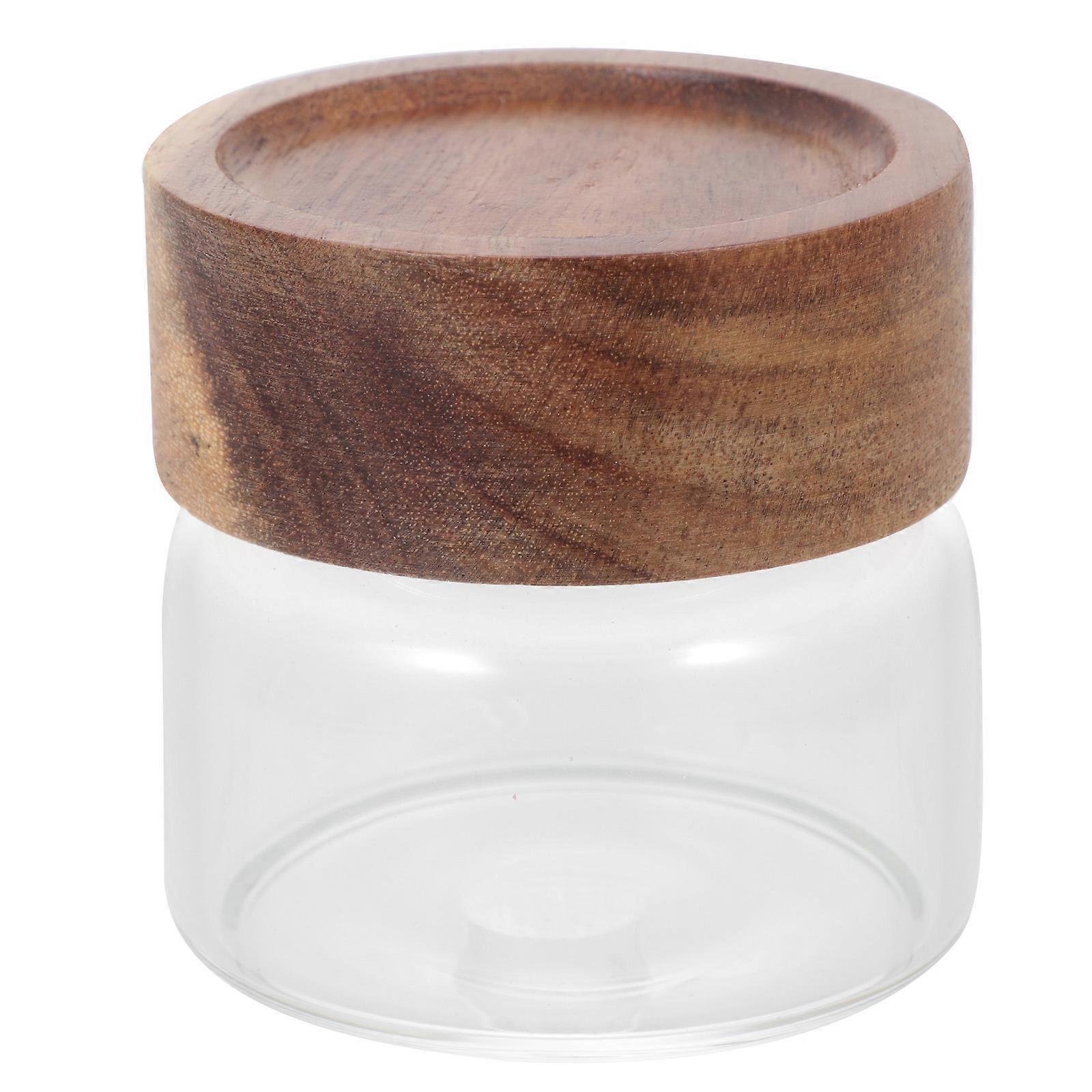 Sealed Coffee Storage Container Airtight Home Kitchen Using Transparent 7.00X6.50X6.50CM Glass Wood 1Pcs