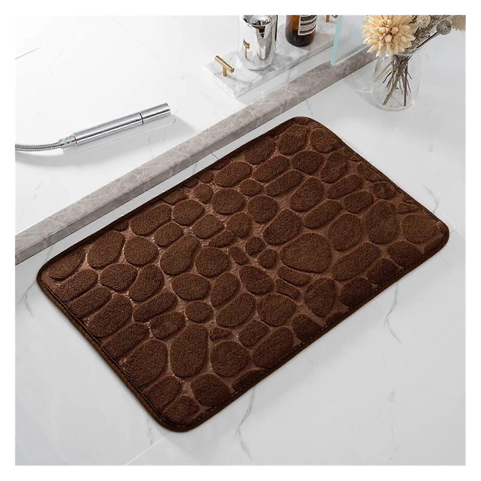 Anti-Slip Bathroom Mat Memory Foam Rug for Sink and Bathtub, Textured Design, Coffee Color, 40 x 60 cm Square
