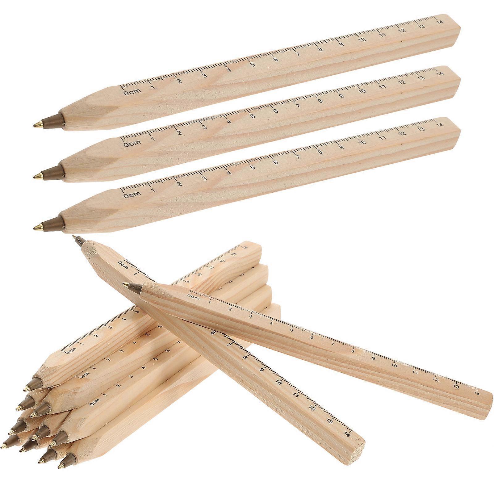 Smooth Writing Pens Stylish Retractable Round Point Pen Wood Construction Marking Tasks 18X1.4CM 12Pack