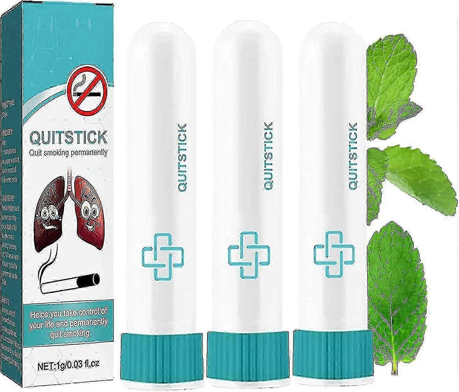 3x Breathe Free Quit Stick, Aromaterapi Slutt å røyke Inhalator Sticklett å bruke, Happy H
