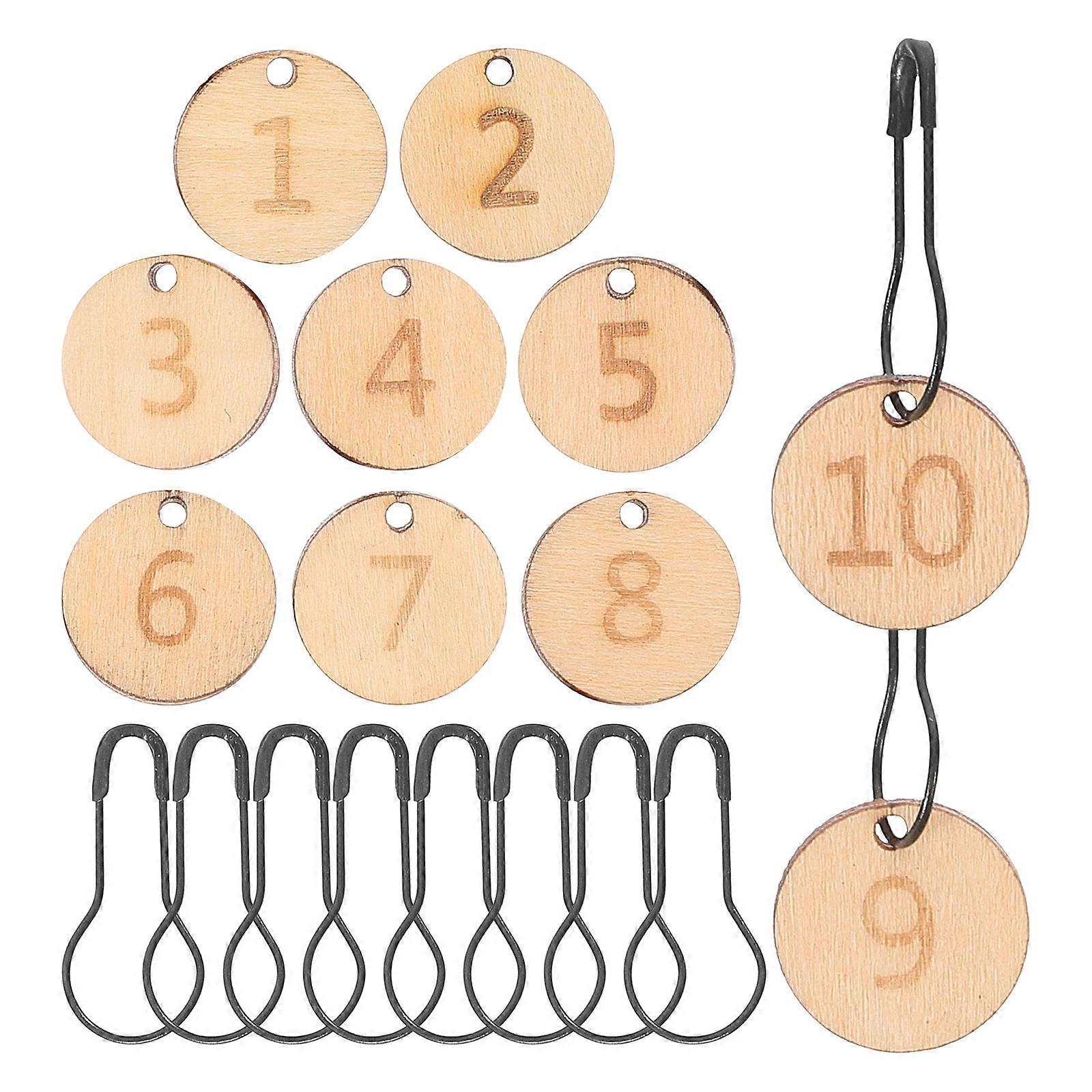 Carved Wooden Stitch Markers Set of 10 – Durable Knitting & Crochet Accessories for Row Counting and Craft Organization