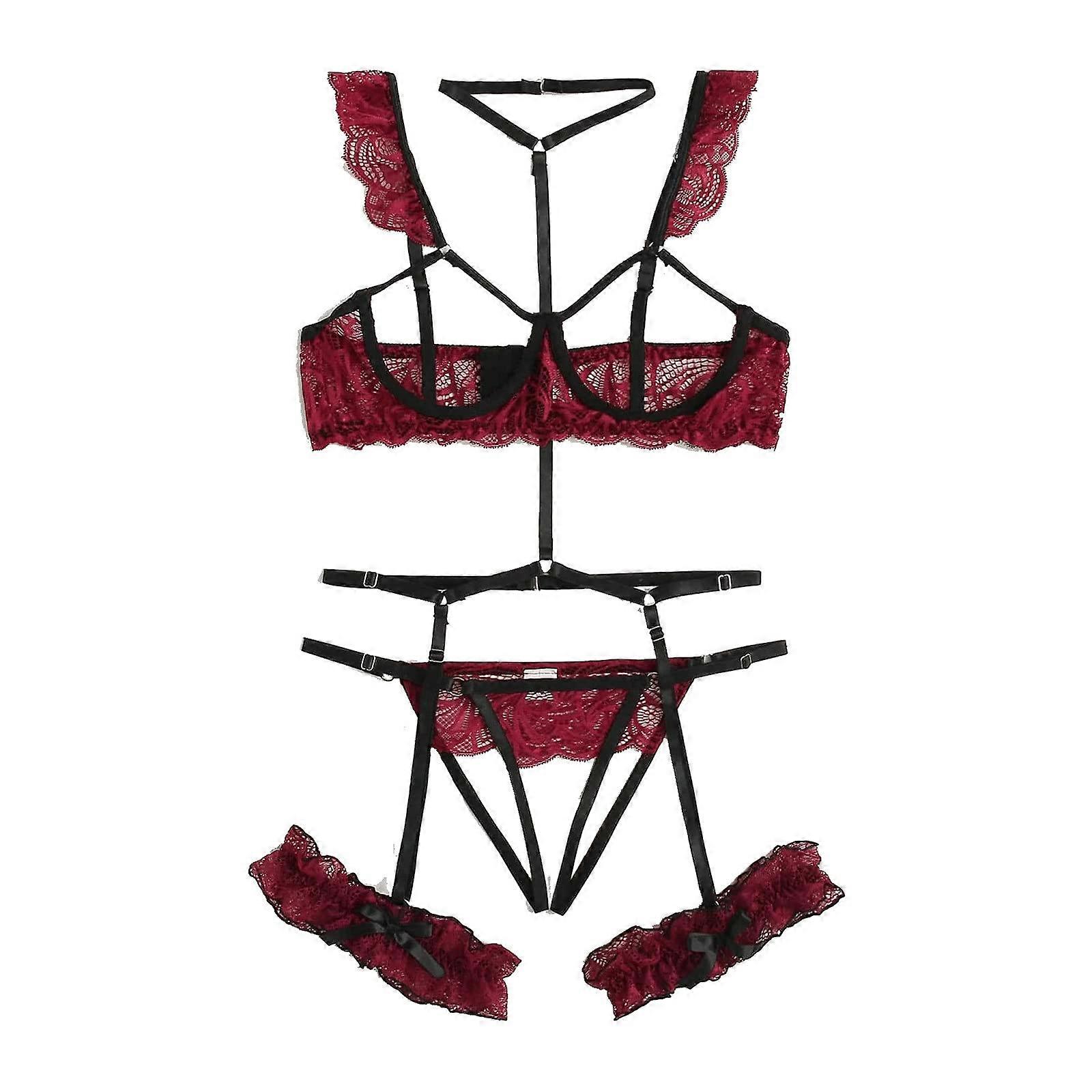 Sexy Lingerie for Women for Christmas Tights Fashion Underwear Lace Pajamas Sexy Underwear for Wine XL