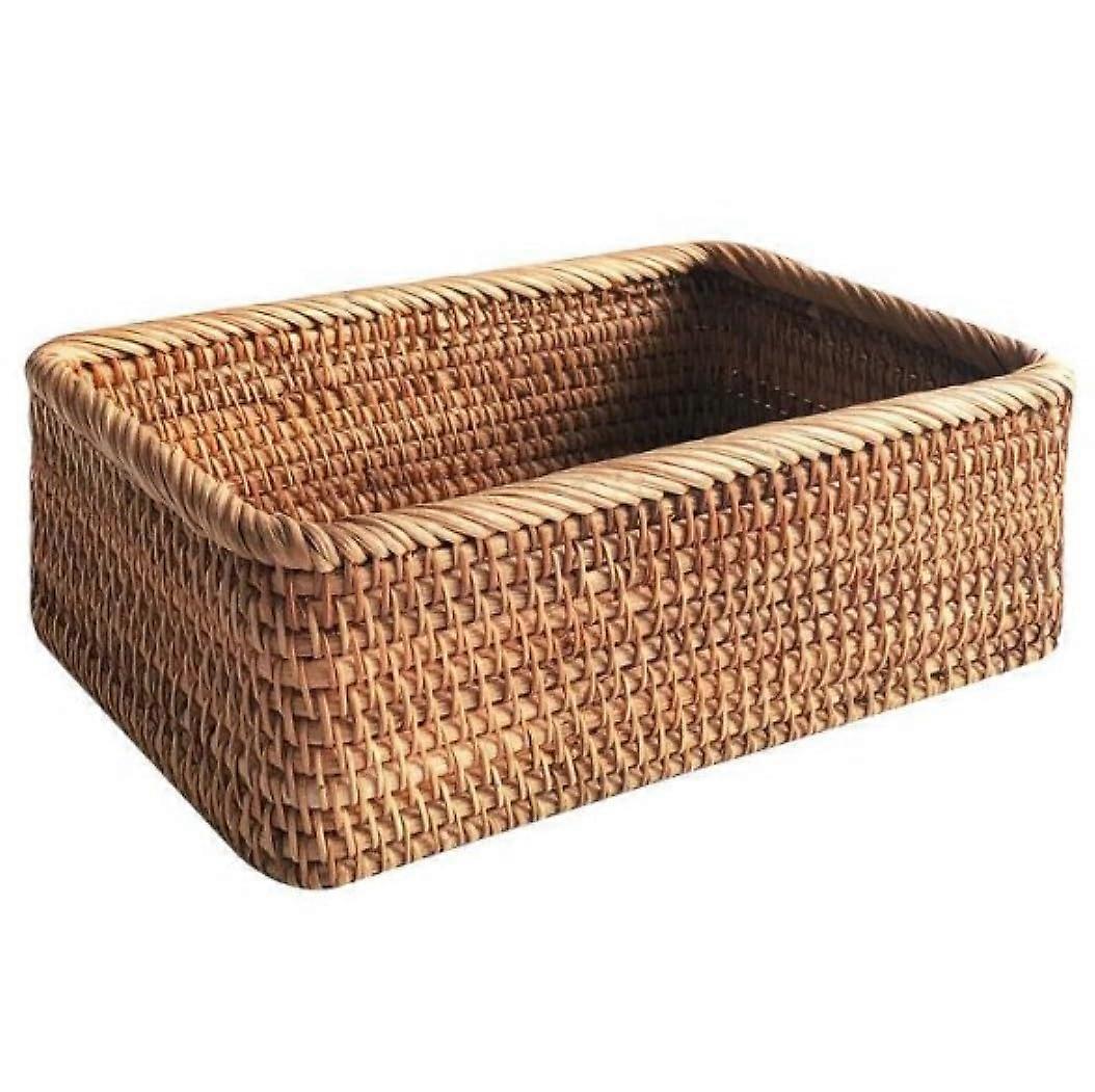 Woven Bread Basket Rattan Storage for Kitchen Worktop Living Room Brown