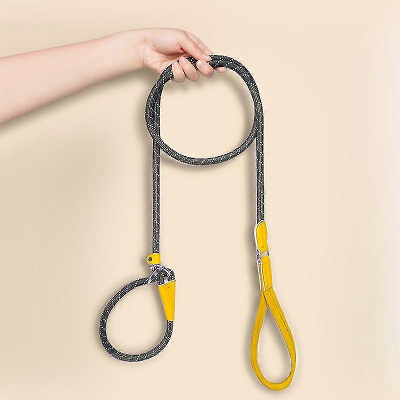 Farbblocking PSeil Nylon Reflective Silk Leash with Leather Buckle, NonSlip Adjustable Leash with THREE Color Options 1.2CM*180CM Yellow