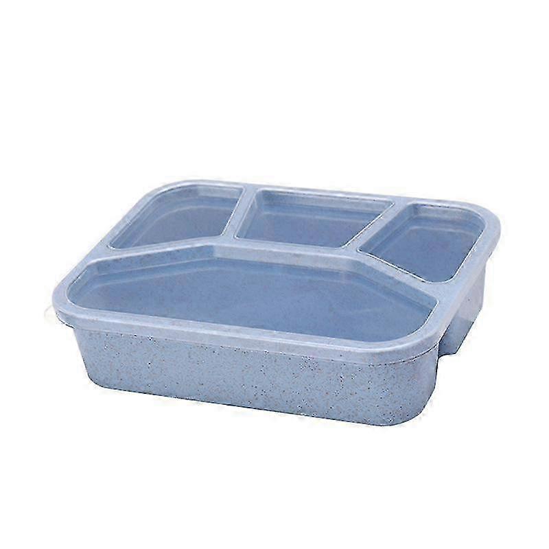 Portable Wheat Straw Divided Lunch Box - Square 4-Box Bento Box with Wheat Fiber for Fast Food, Ideal for Work & Travel