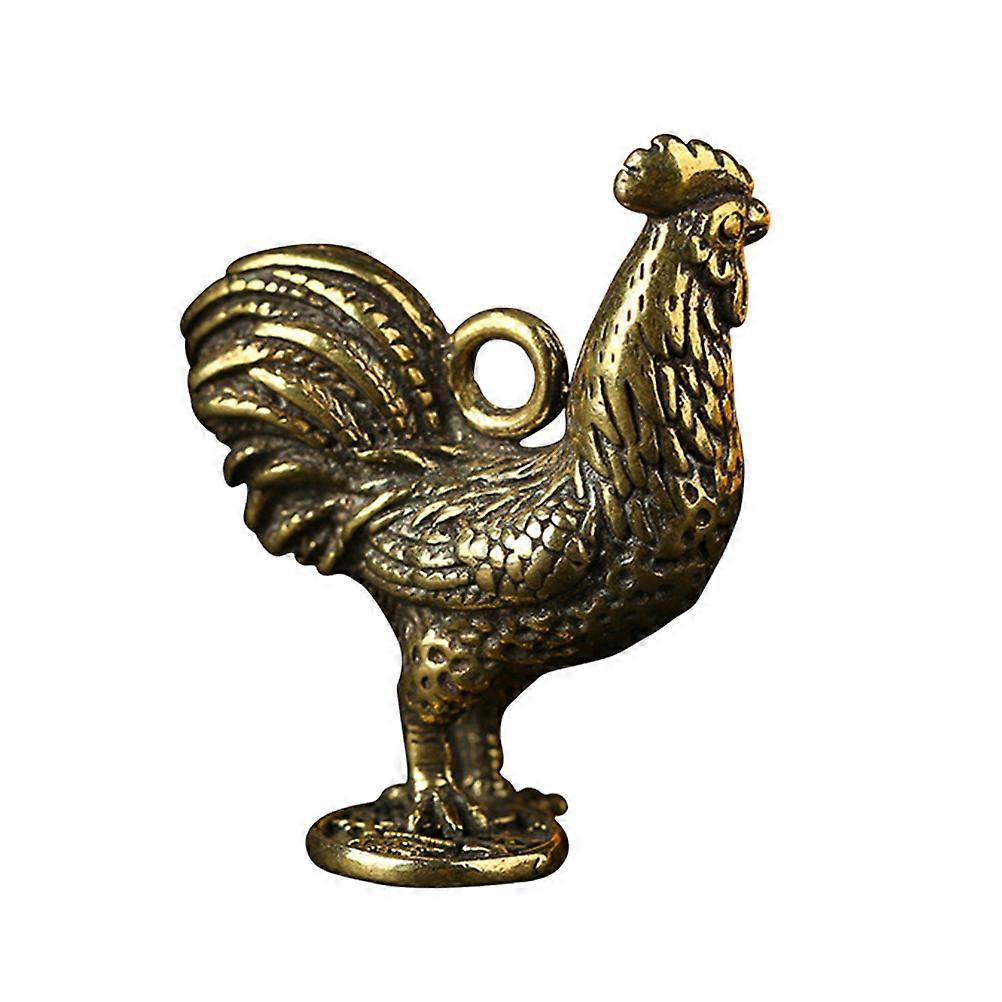Retro Brass Key Ring Zodiac Rooster Shape Carrying Small Items Copper Material 2Pcs