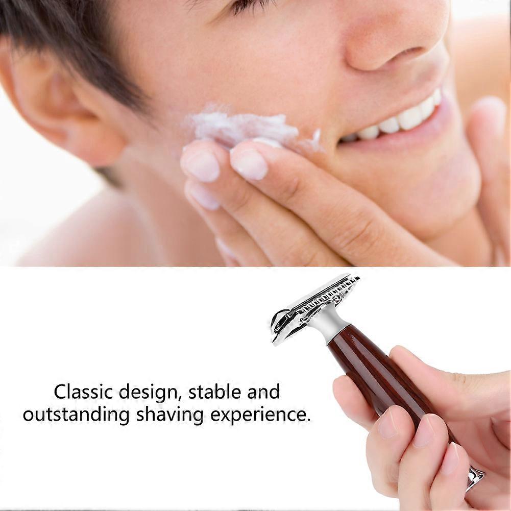 Men Classic Style Double Edge Razor Hair Removal Shaving Beard Safe Wooden