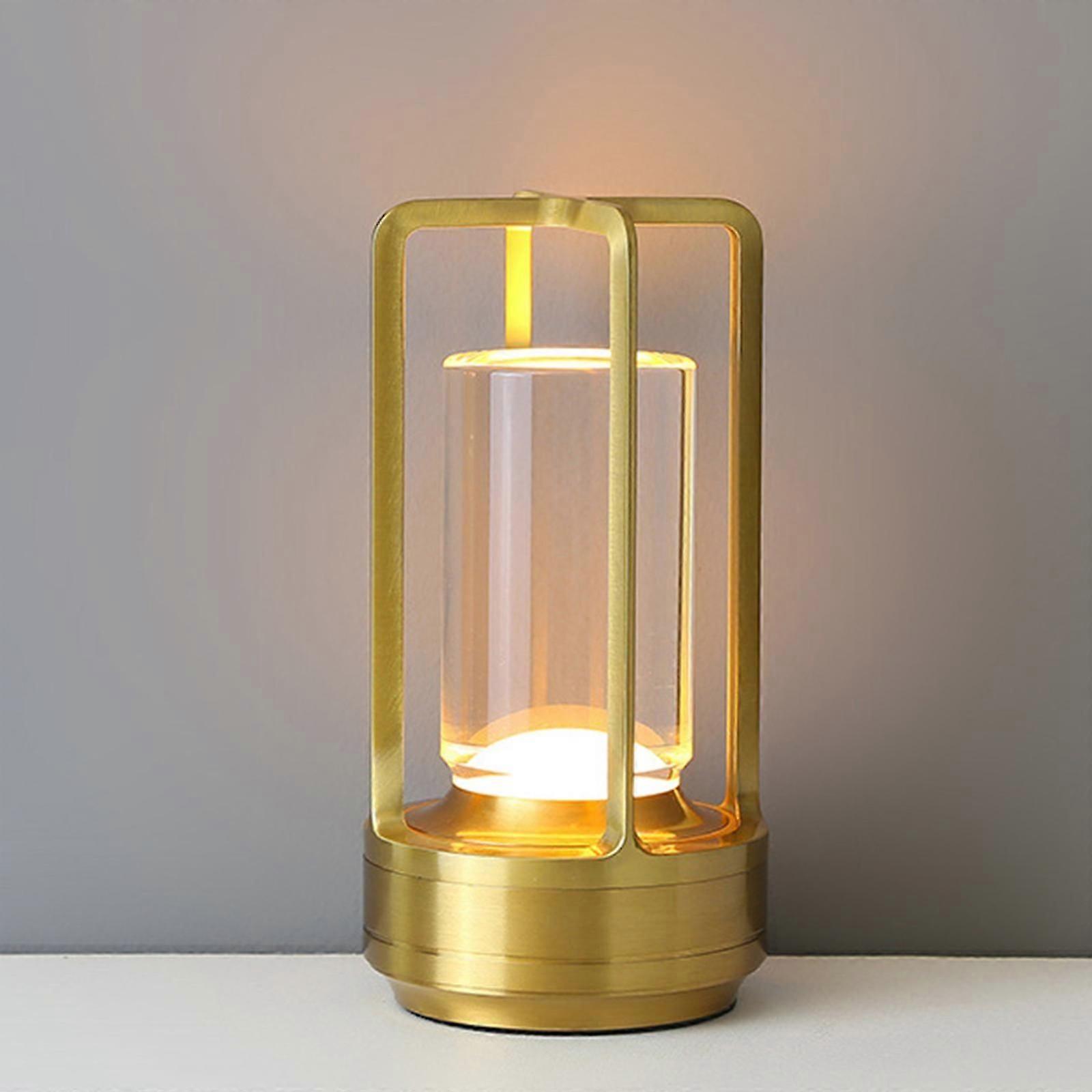 Table Lamp Crystal Lantern Lamp, Cordless Lamp with 3 Color Stepless Dimming Touch, Rechargeable Portable LED Desk Lamp for Bedroom Restaurant Home Ou