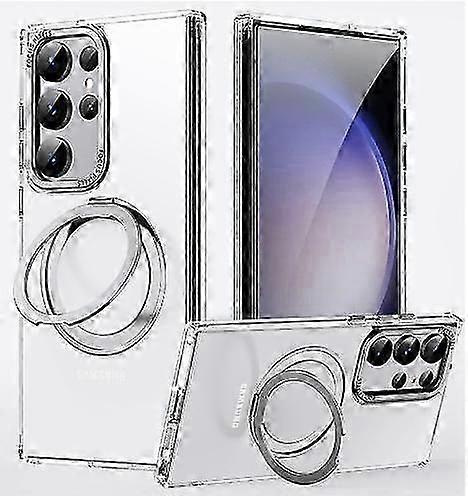 مناسب لحافظة سامسونج S24 الصلبة ، جراب هاتف Fulcrum ذو قوس شفط مغناطيسي ، جراب غطاء واقي بلوري 360 دوران Samsung S24